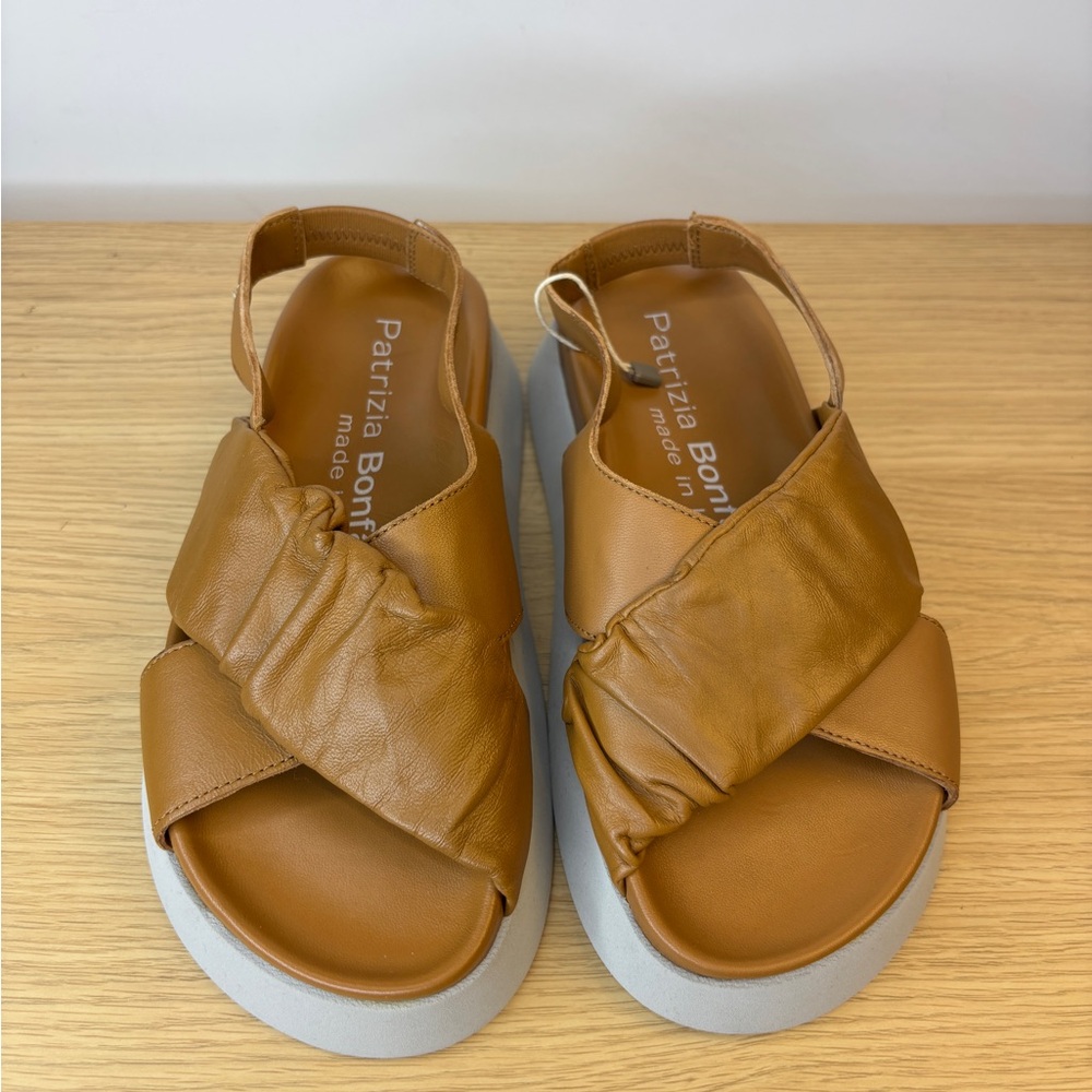 Patrizia Bonfanti Leather‎ Platform Sandals Slingback Tan Brown EU 37 Italy